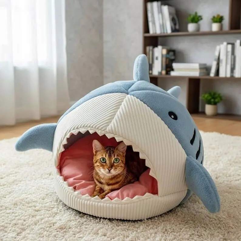 Luxury Plush Shark Pet Bed