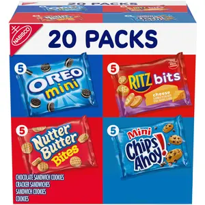 Variety Pack OREO Mini, CHIPS AHOY! Mini, Nutter Butter Bites, RITZ Bits Cheese, 20 - 1 oz Snack Packs (Packaging May Vary)