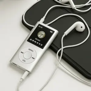 MP3 Player Stylish Multifunctional Lossless Sound Quality Thin 1.8 Inch LCD Screen Portable MP3 Music Player Suitable for Students and Hiking Aluminium Audio Headphone Memory Bluetooth Sport MP3 Player with Speaker