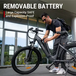 DYU 500w Peak electric bike, 25 MPH, 740+ MPH electric assist bike, 26 "large wheel diameter, 36V10Ah removable battery, Shimano seven-speed, large storage capacity, can carry 2 people electric bike