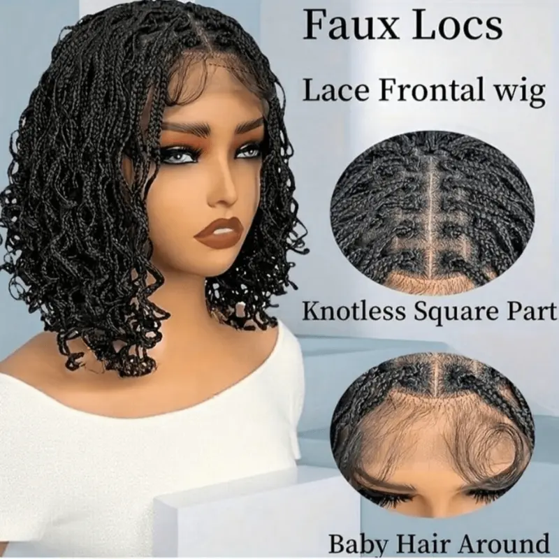 Full Lace Curly Bob Wig with Baby Hair Pre-Plucked Knotless Synthetic Amazon.com : FANCEE Curly Braid Full Lace Wig Double Full  main image 3