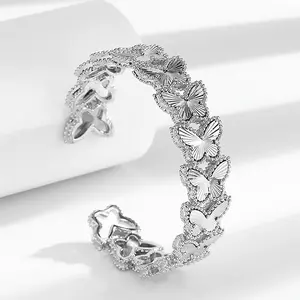 10 clover butterfly bangle bracelet whites gold clover bangle 18k women's fashion bracelet women's bracelet christmas gift cute jewelry fashion jewelry inspirational christian christmas gift girlfriend accessory daily use girl jewelry special gift women b