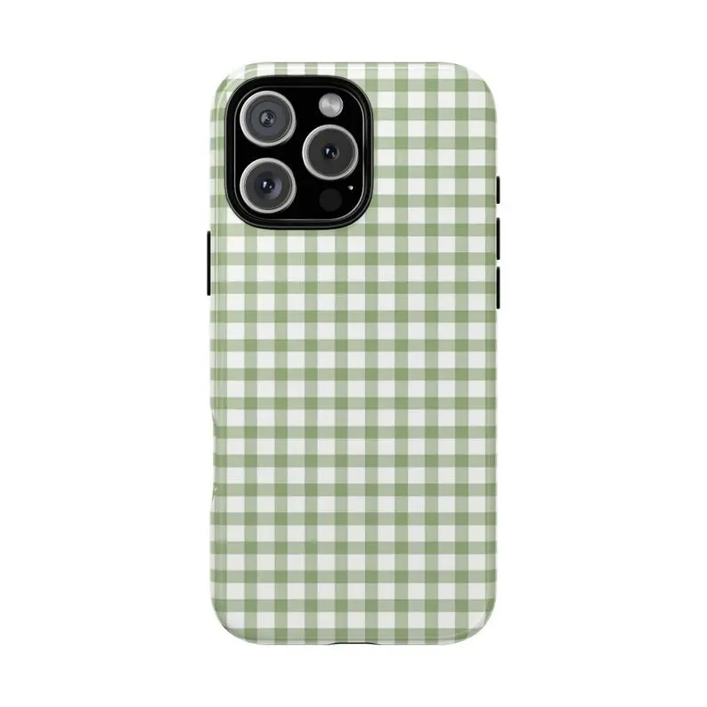 Pastel Gingham Summer Casing for Smartphone, Cellphone & Handheld Devices - Durable Protective Phone Case - Compatible with Samsung S25, S24 Ultra & iPhone 7 Plus, 8, X, XR, XS Max, 11-17 Pro Max - Unique Gift