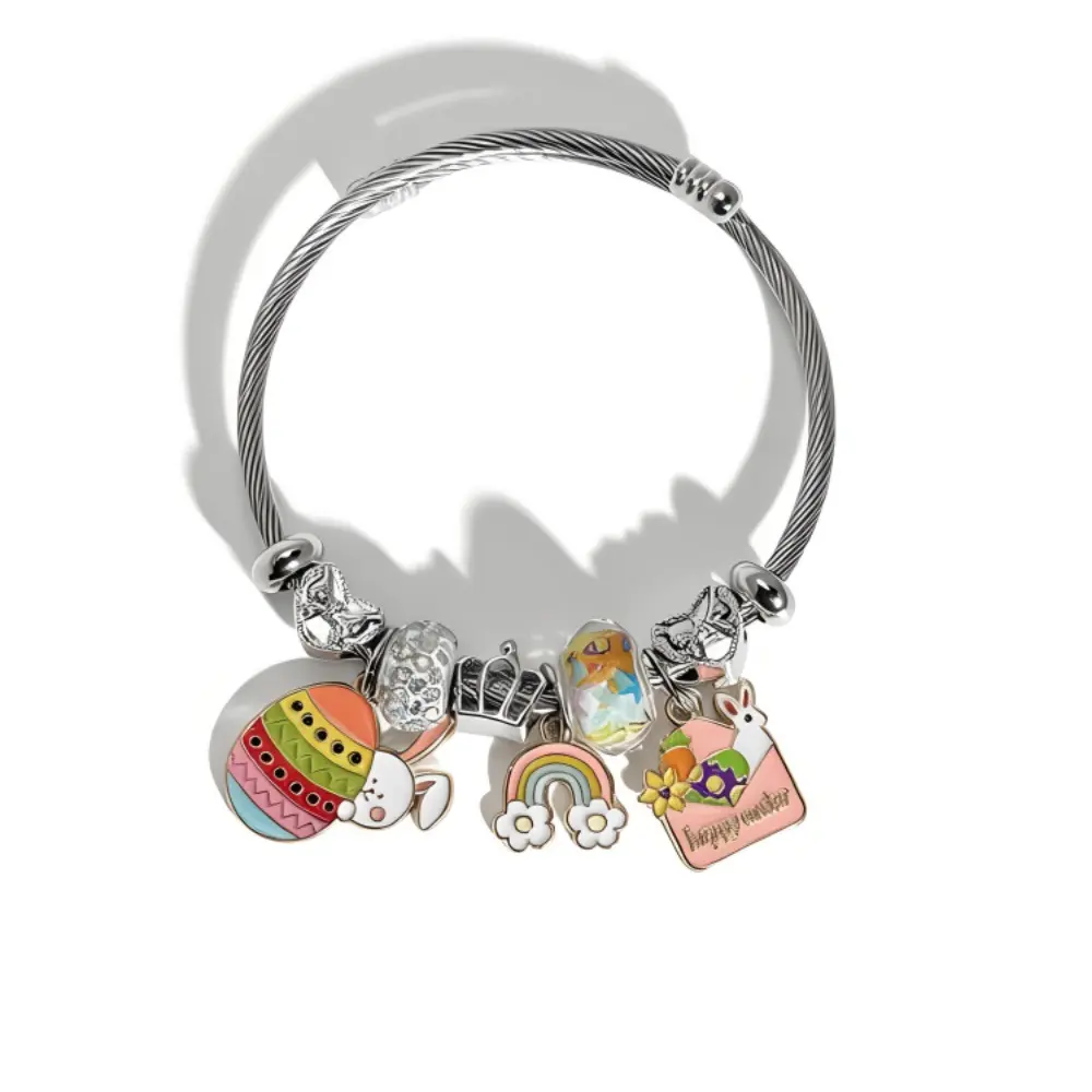 DIY Charm Bracelet for Women – Adjustable Snake Chain Bracelet with Removable Interchangeable Beads & Charms, Customizable Fashion Jewelry Gift