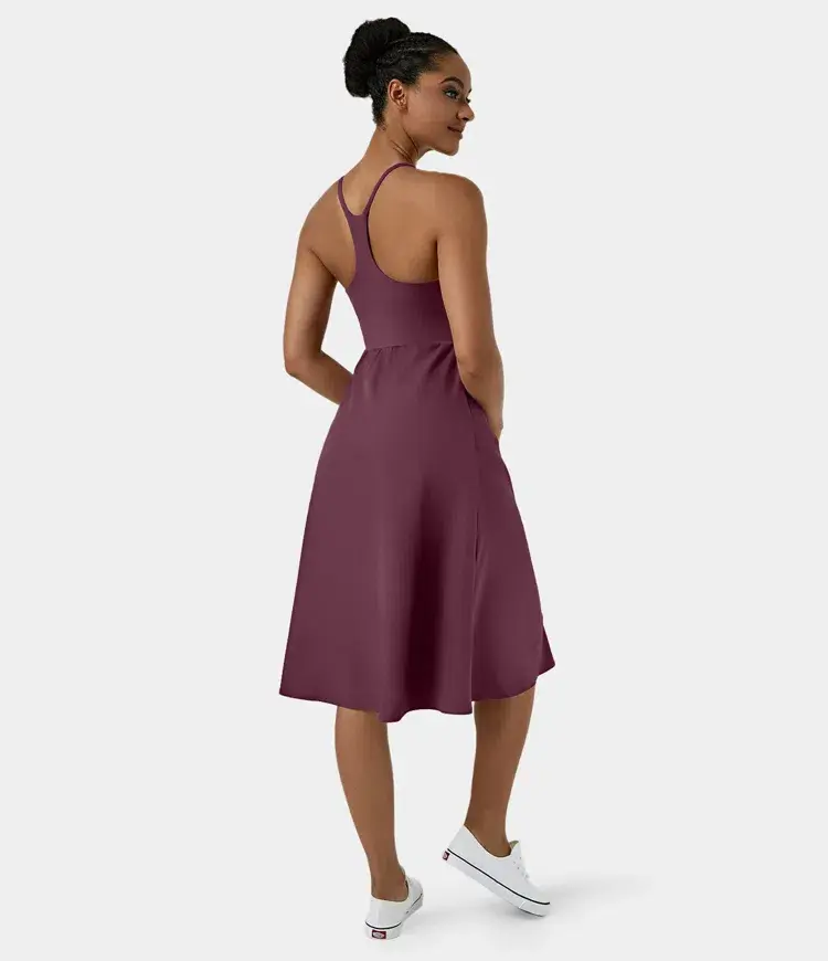 everyday midi chill dress la land Halara Everyday Plus Size Midi Chill Dress-La Land Workout Dress - Fig