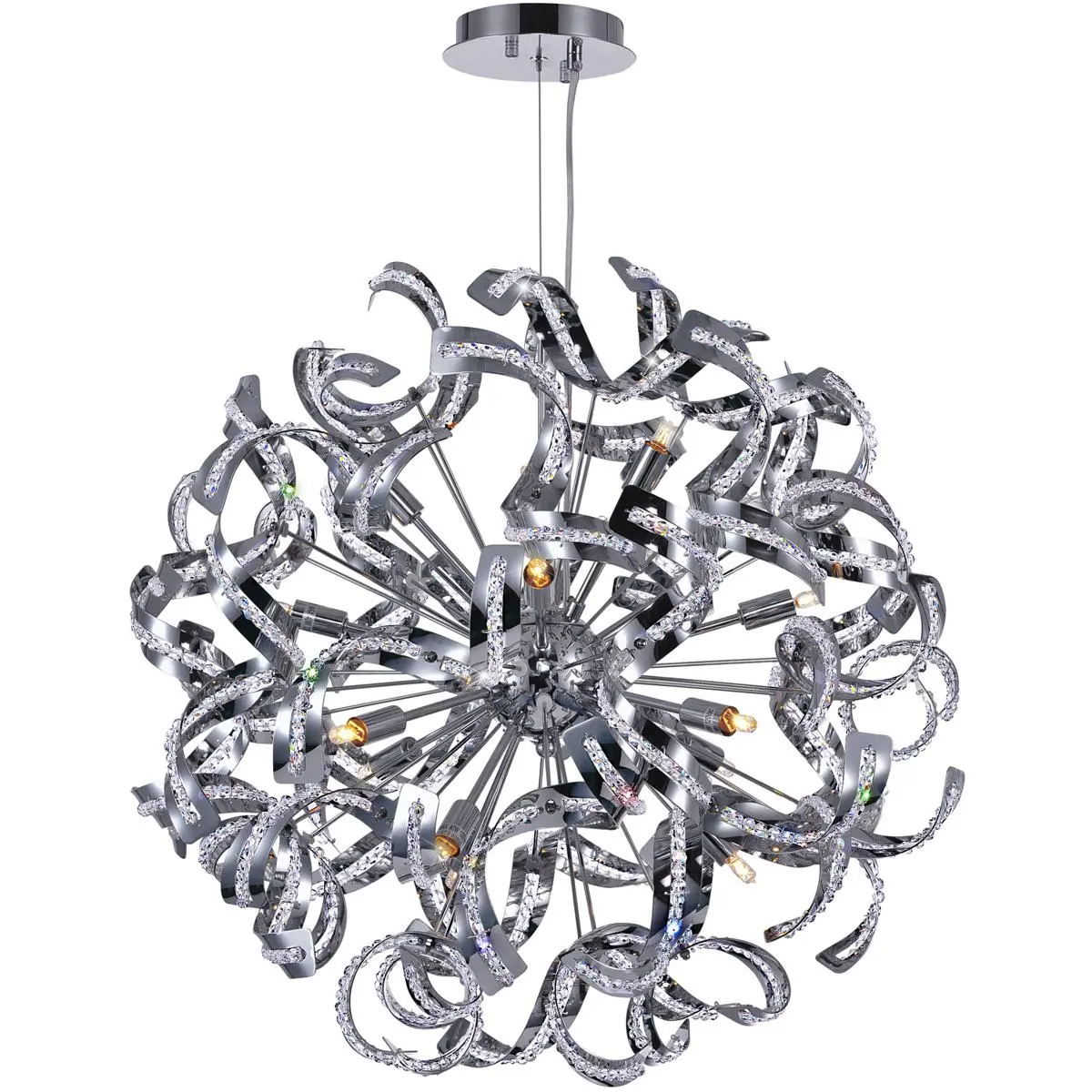 CWI Lighting Swivel 14 Light 22 inch Chrome Chandelier Ceiling Light 5067P22C