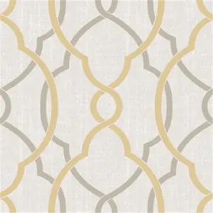 NuWallpaper NU1695 Sausalito Taupe & Yellow Peel & Stick Wallpaper