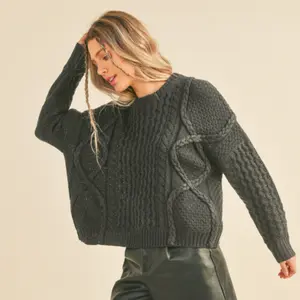 Charcoal Cable Knit Sweater