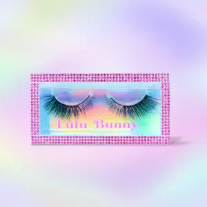 Lulu Bunny Aurora Diva 3D Faux Mink Lahes 100% Handmade False Eyelashes Diva Look lightweight Shiny Rhinestone Case