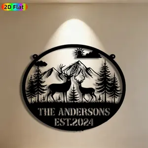1pc Deer & Mountain Metal Wall Art, Scenic Deer Statue Mural, Ideal Gift for Christmas, New Year, Nature Decor Enthusiasts, Rust-Resistant Metal Wall Decor Wall Sculptures, Perfect for Living Room Wall & Garden Fence, Unique Home Decor