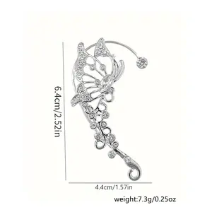 Fashion Butterfly Design Ear Cuff, Elegant Rhinestone Decor Ear Jewelry for Party, Daily Clothing Decor, Trendy All-match & Exquisite Jewelry for Birthday Gift