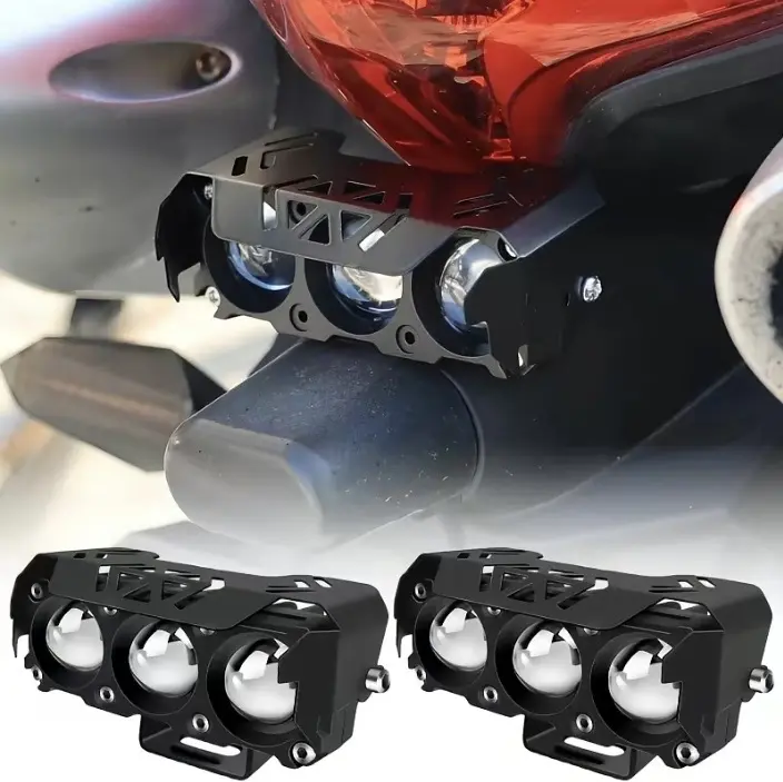 3 Lens Motorcycle LED Spot Light Dual Color Super Bright Hi/Low Beam Fog Lamps for Car Trucks SUV UTV 12V 24VMini Lens Headlight Driving Light