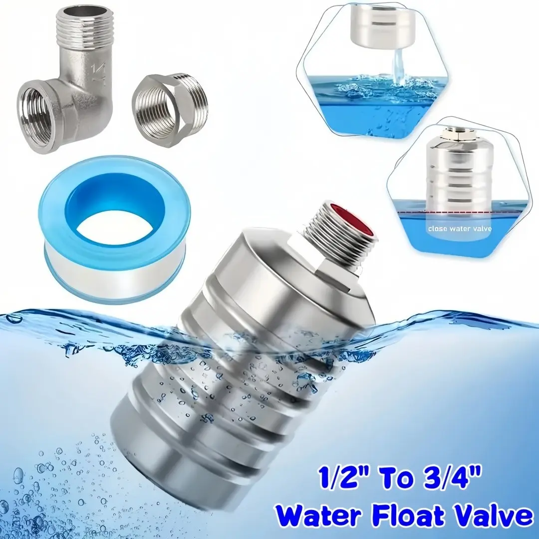304 Stainless Steel Heavy Duty Automatic Water Level Control Regulate Float Valve, 1/2 Inch to 3/4 Inch, Suitable for Pools, Tanks, Livestock Drinker, Hardware, Parts