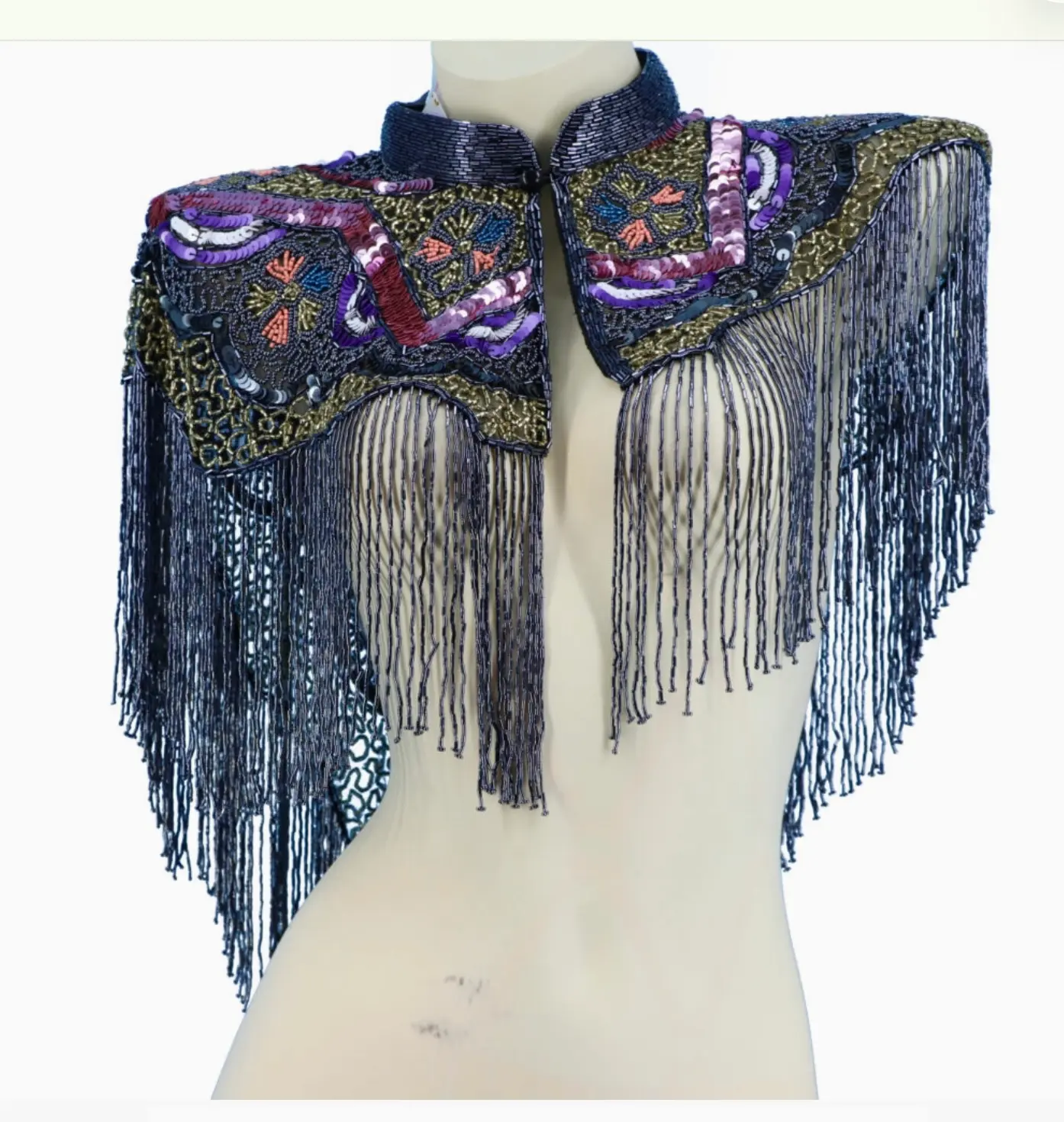 Navy and Purple Beaded Capelet