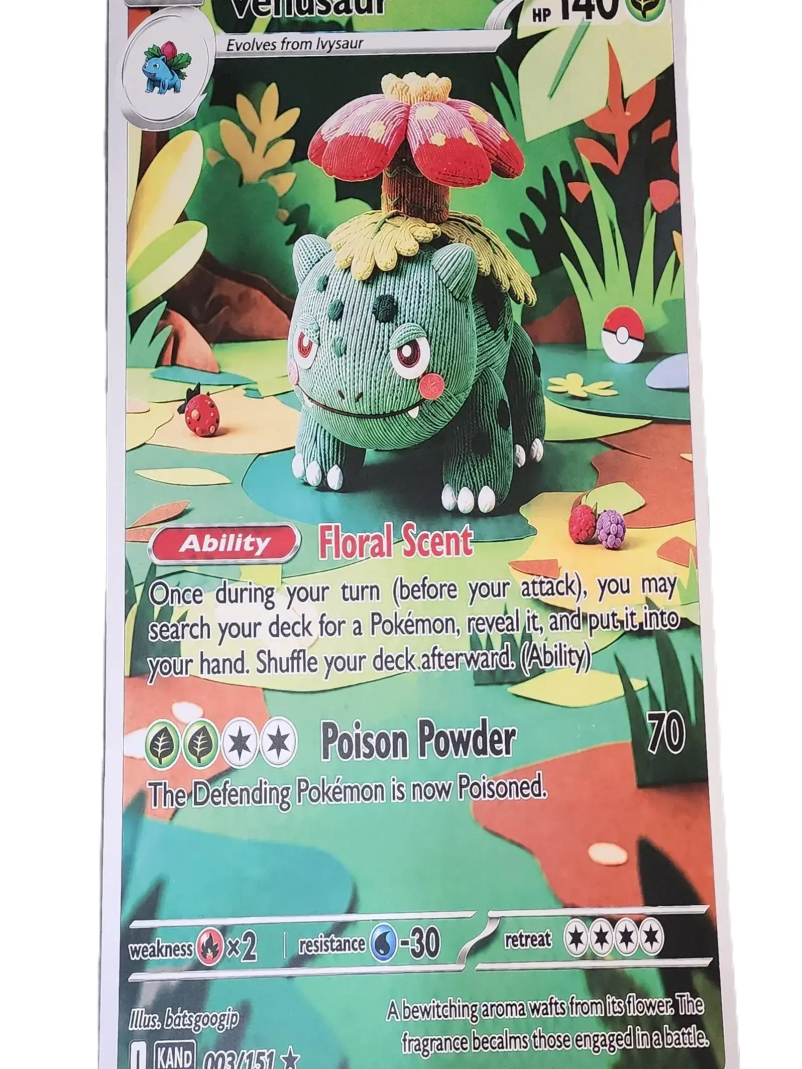 Crochet Venusaur 4ft x 2ft fan art card