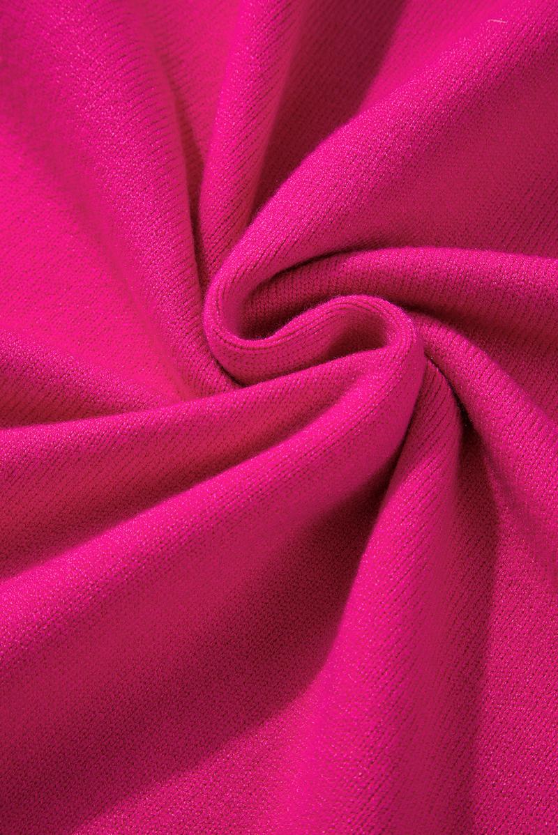 Znacicc Women's Plus Size Strawberry Pink Sweater with Pearl Embellished Sleeves, Elegant Raglan Sleeve Loose-Fit Knit Top for Casual & Dressy Occasions,Winteroutfit