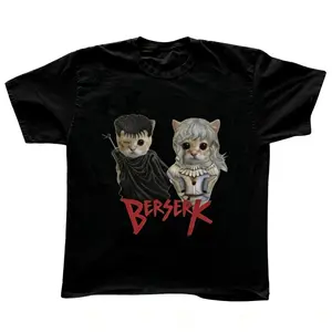Berserk Cat Themed Graphic Tee Unisex Anime Fashion Casual Streetwear Gift Idea
