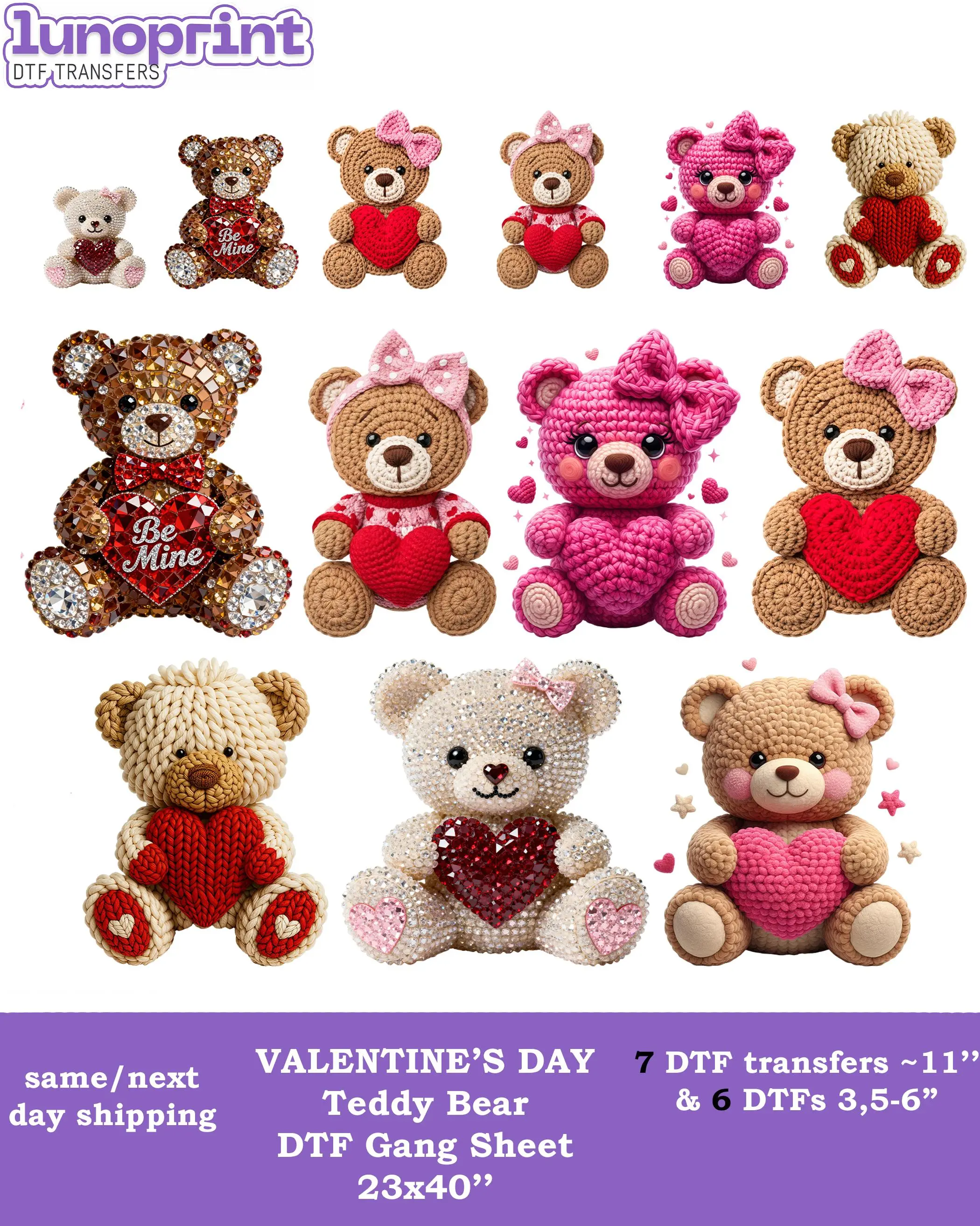 Valentine's Day DTF Transfers Gang Sheet