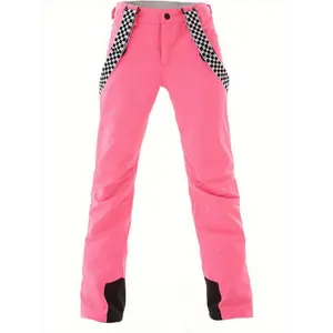 Waterproof Windproof Women's Winter Ski Pants Snowboard Ski Bibs with Removable Suspender Straps, Warm Comfortable