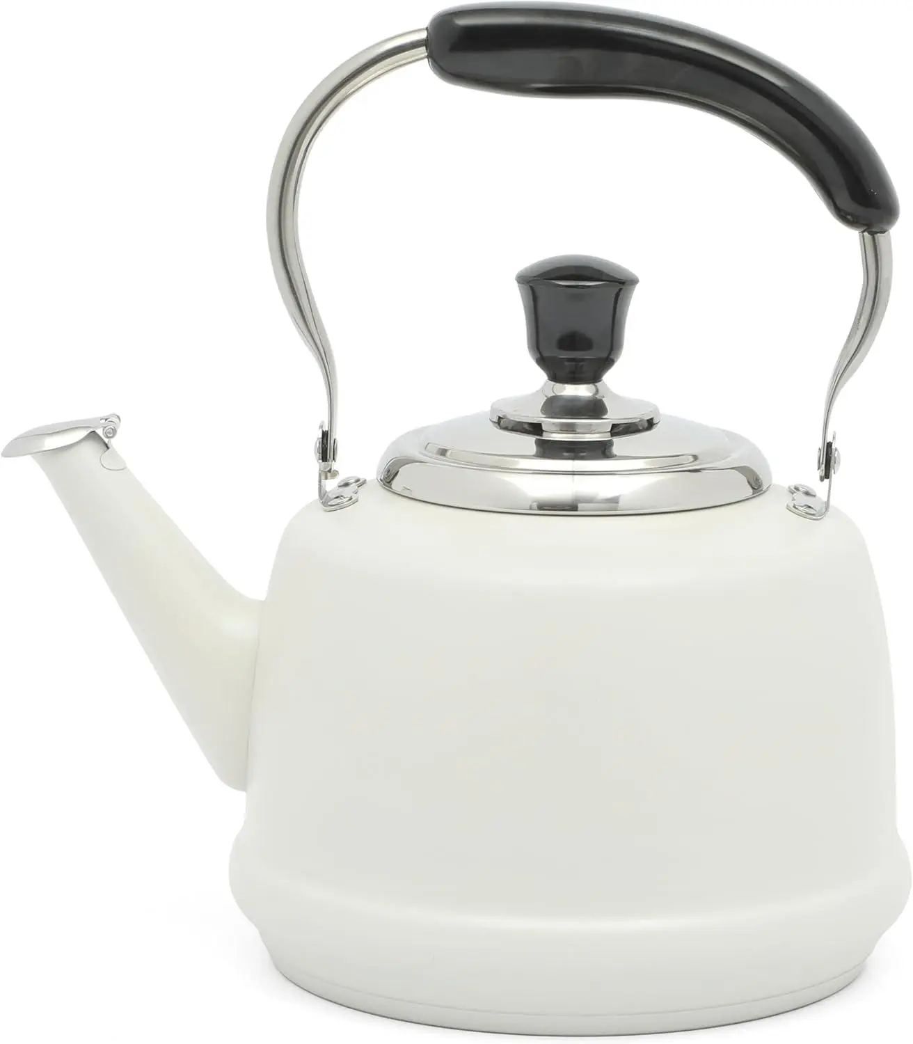 Martha Stewart Kingstree 1.9-Quart Stainless Steel Whistling Tea Kettle with Foldable Handle, Induction Compatible