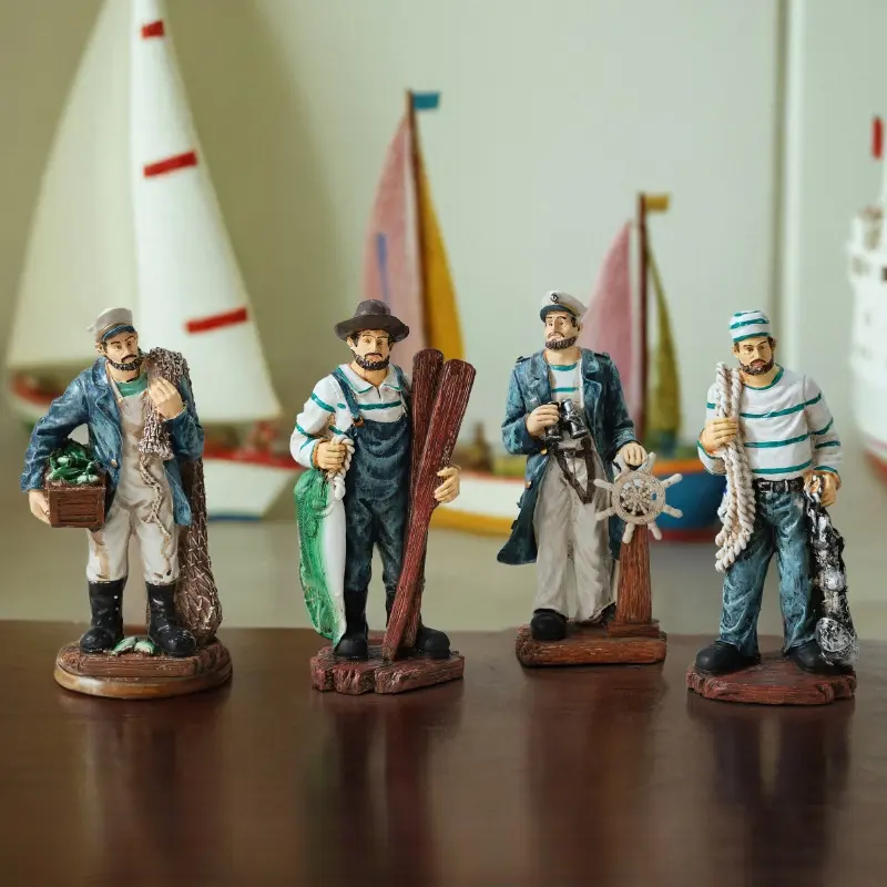 New Mediterranean Captain Sailor Model Decoration Ornament Resin Pirate ...