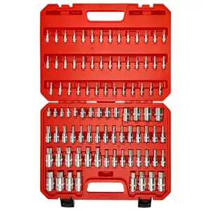92PCS 1/4” 3/8”and 1/2” Allen and Torx Bit Socket Set,Drive Torx/Tamper Proof Torx/Hex, S2 Steel &CR-V,SAE & Metric