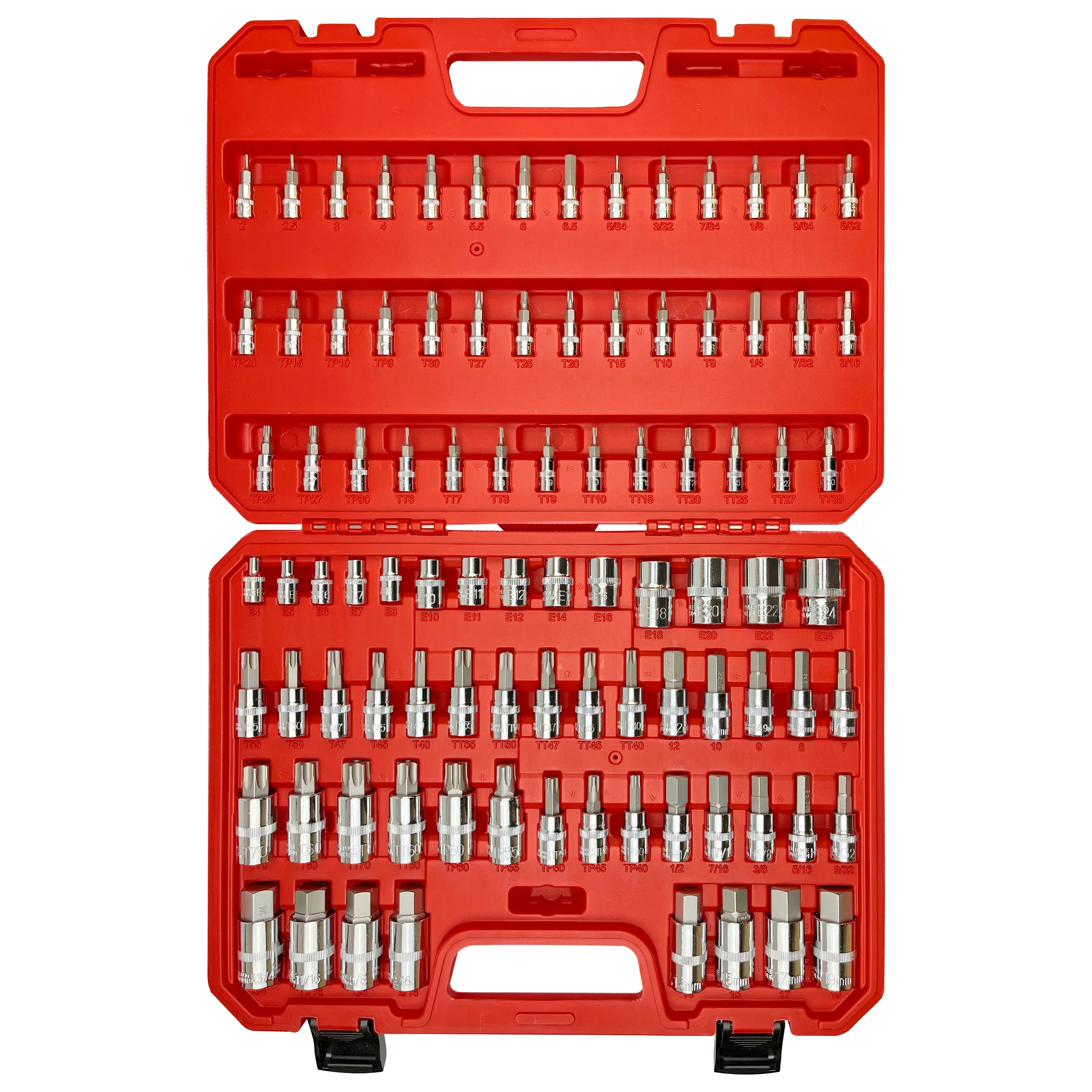 Springtok 92PCS 1/4” 3/8”and 1/2” Allen and Torx Bit Socket Set,Drive Torx/Tamper Proof Torx/Hex, S2 Steel &CR-V,SAE & Metric