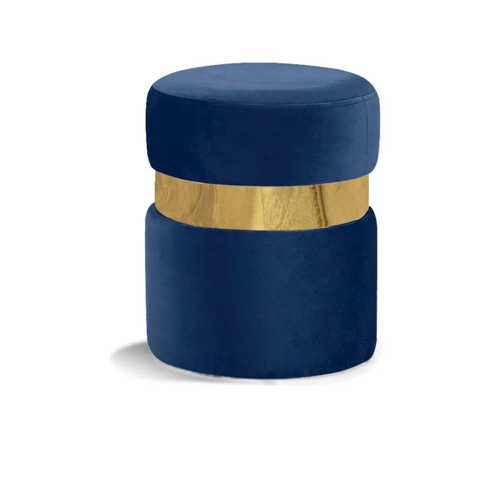 Hailey Navy Velvet Ottoman/Stool