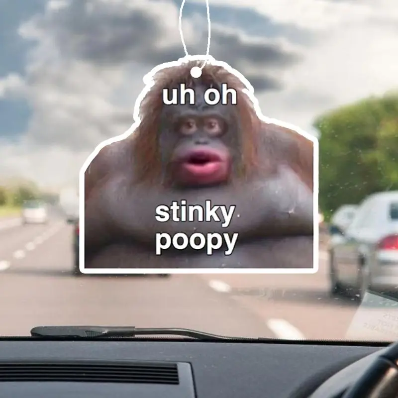 Funny Gorilla Design Car Hanging Aromatherapy Tablet Decoration, Car Air Freshener Ornament, Car Rear-view Mirror Decorative Pendant, Car Interior Acc