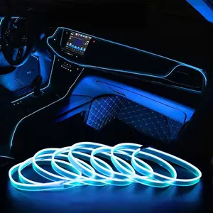 Universal 5M Neon LED Car Interior Decorative Lamp Strip Car Interior Lighting USB Drive For DlY Decorative Dashboard Console Ambient Light Cold Light