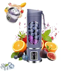 2026 Cordless Blender - Dual 1500mAh Batteries & 12 Blades | 3-Speed 450ml Portable Blender I For Smoothies, Juicing, IceCrushing, Travel, Gym (White & Purple)