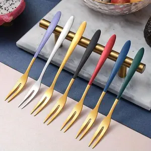 Stainless Steel Fruit Fork Dessert Cake Forks Salad Fork For Party Kitchen Tableware