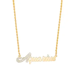 Simone I. Smith Zodiac Nameplate Necklaces - Aquarius