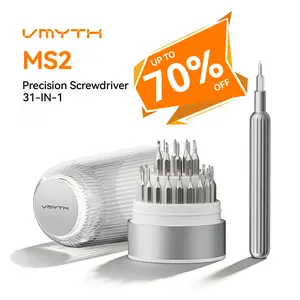 【FathersDayGift】VMYTH 31 in 1 Precision Screwdriver Set MS2, S2 Steel Magnetic Bits Mini Tool Kit with Transparent Case, Professional Repair Set for iPhone, Laptop, PC, Watch, Glasses & Electronics (Silver) SummerVibes