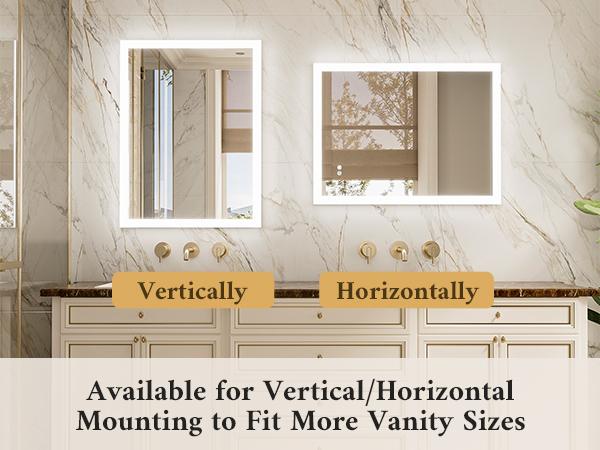 TETOTE LED Mirror with Acrylic Frame, Frontlit & Backlit with Dimmable Brightness and 3 Color Temperatures, Anti-fog & Smart Memory, Easy Mounting