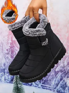 Women's Winter Fleece Lined Snow Boots, Waterproof Anti-Slip Mid-Calf Boots, Lightweight Outdoor Winter Warm Shoes for Cold Weather