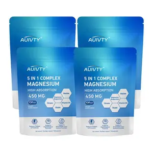 【Only $8.99/Count!!!】4 Pack Magnesium Supplement, 5 in 1 Complex, Brain Health, Memory & Attention, Gluten Free, Vegetarian, Non-GMO, 120 Capsules