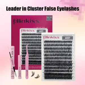 60D | Blinkiss Volume Lash Clusters Kit DIY Lash Extension Kit D Curvature Eyelash Extensio...