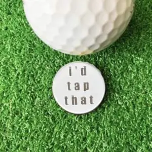 Funny Golf Ball Markers - 24mm Engraved with Various Funny Sayings, Customizable with Logo, Set of 5 for Adults