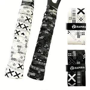 Non-slip black and white badminton racket grip - Durable self-adhesive shock-absorbing grip tape, enhances performance