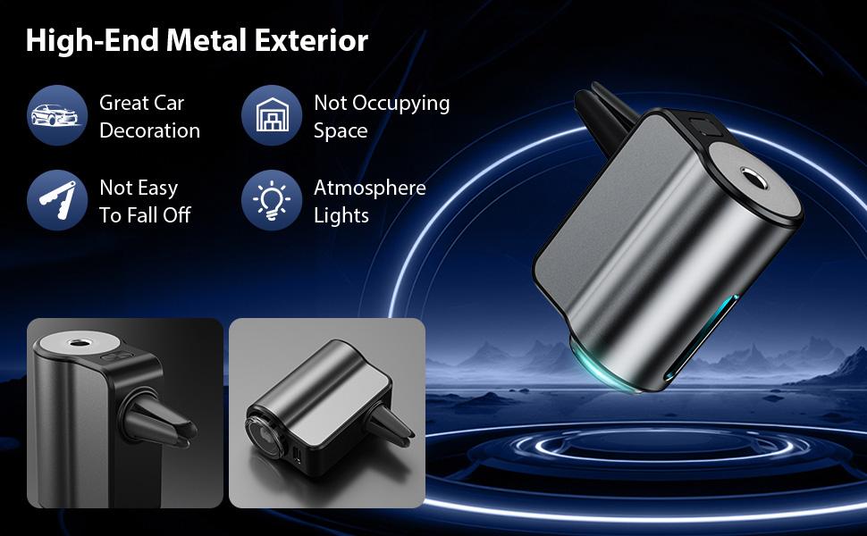 Shonoppy Smart Car Air Freshener with Three Adjustable Scent Levels Portable Waterless Diffuser Aromatherapy 6x10ML Natural Perfume Fruity Fragrance