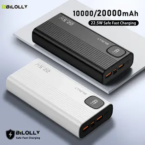 High-capacity power bank/phone charger, with optional 10000/20000mAh capacity, supports 22.5W fast charging and PD 20W fast charging, smart display, suitable for Phone, Android and digital devices, can charge multiple devices simultaneously.