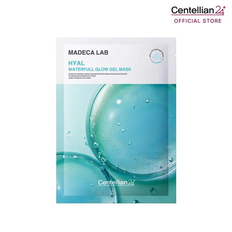 [Centellian24] Madeca Lab Hyal Waterfull Glow Plumping Sheet Mask 1pc - 10 Types Hyaluronic Acid, Deep Hydration, Cooling Care, Skin Repair, Brightening, Aqua-Gel Face Masks, Conditioning, Moisturizer for Face, All Skin Types, Korean Skincare