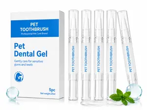Pet Teeth Cleaning Gel Pen for Dogs and Cats, 3 Pcs Pet Toothbrush Toothpaste Set, Dog Cat Oral Care Kit, Helps Remove Bad Breath, Plaque & Tartar, Fresh Breath Dental Cleaner for Puppies, Kittens, Small & Large Pets