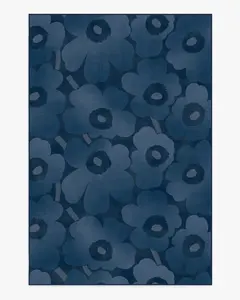 Unikko Blue Flatwoven Rug by Marimekko