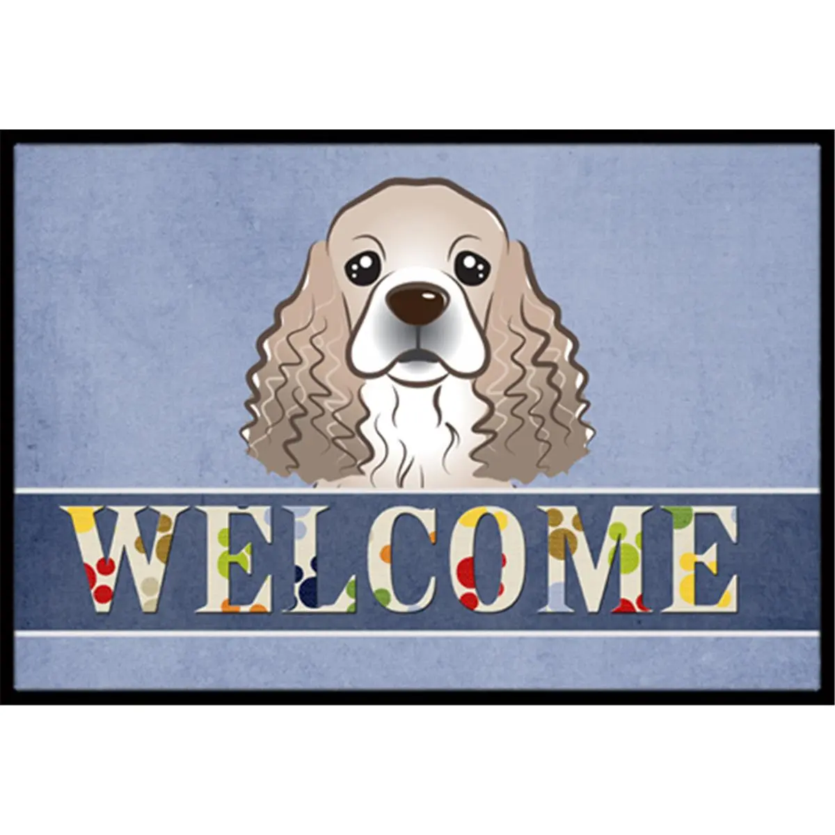 Carolines Treasures Cocker Spaniel Welcome Felt Floor Mat - Rubber Backed, Fade Resistant, Permanently Dyed, 36x24x0.15in, Indoor & Outdoor Household Textile Rug