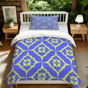 2/3Pcs American Vintage Moroccan Tile Duvet Cover Set, Symmetrical Floral Pattern, Create An Elegant Exotic Bedroom (No Filling And No Pillow Inserts)