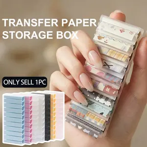 1Pc Nail Foils Gradient Transfer Foil Storage Box Nail Art Stickers Stripe Floral Manicure Decals Nails Case