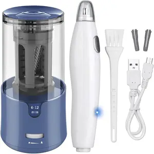 Electric Pencil Sharpener for Colored & Charcoal Pencils, Auto Stop, Super  & , Rechargeable Electric Eraser Kit, Blue