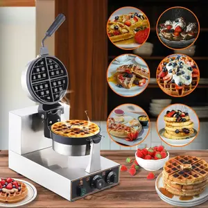 360° Rotating Commercial Waffle Cone Maker, 1200W /110V Electric Waffle Cone Maker Machine With Non-Stick Baking Tray, 50-250℃ Temperature & 0-5 Min Time Control for Home